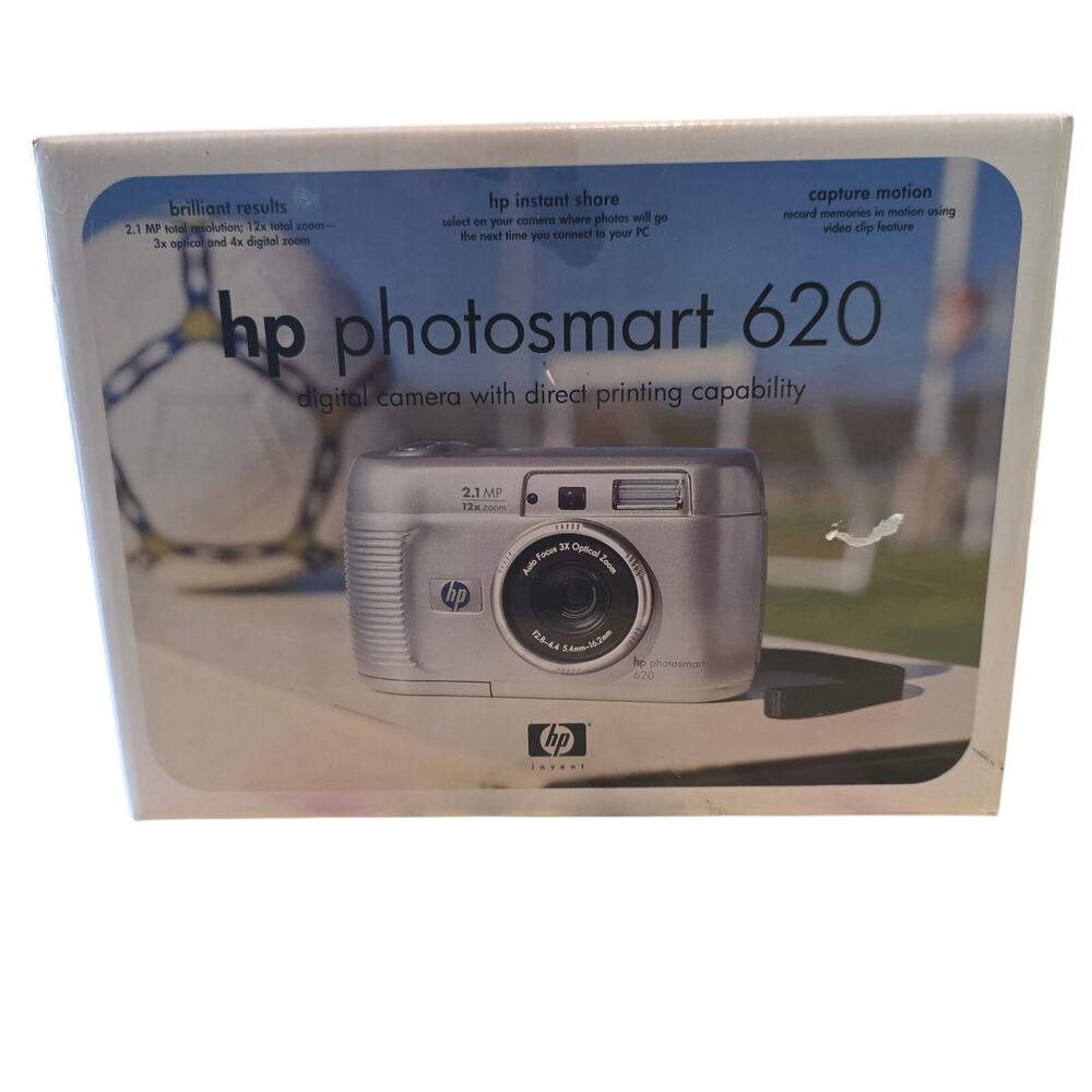 HP Photosmart 620 Digital Camera Y2K Retro Silver 2.1MP New Open Box